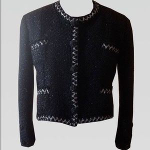 Black lurex trim tweed jacket